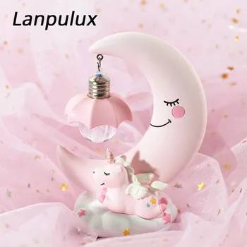 

Lanpulux Moon Night Lamp Cute Cartoon Resin Unicorn Table Lamp Bedroom Bedside Lighting Home Decoration Light Fixtures Kids Gift