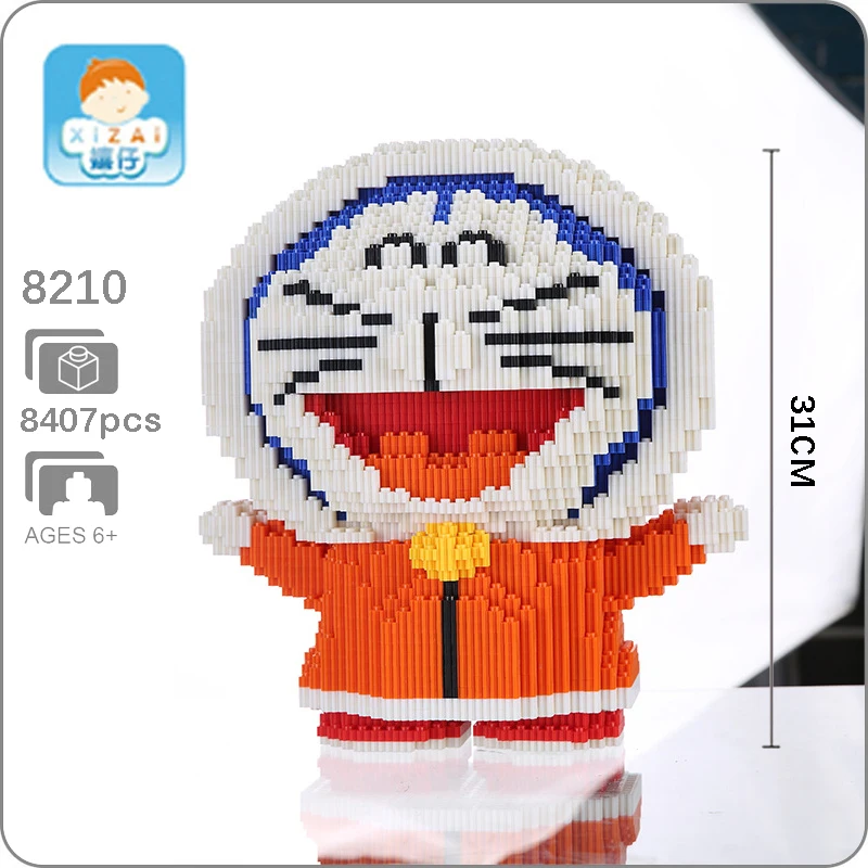 Xizai 8210 Аниме Doraemon зима кошка снег животное 3D модель 8407 шт Мини блоки кирпичи строительные игрушки для детей 31 см высота без коробки