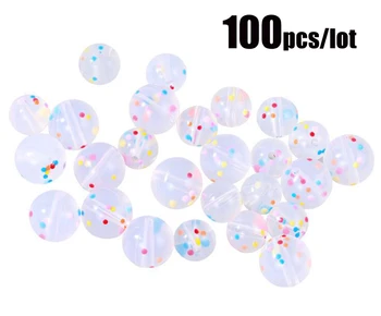 

100Pcs Silicone Colored Dot Beads BPA Free Baby Teething Beads Chewable Silicone Teethers Infants Nursing Nipple Chain DIY Tools