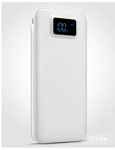 20000 мАч портативное зарядное устройство ультра-тонкий полимерный блок питания батарея банк питания светодиодный дисплей быстрое зарядное устройство повербанк для мобильного телефона - Цвет: Белый
