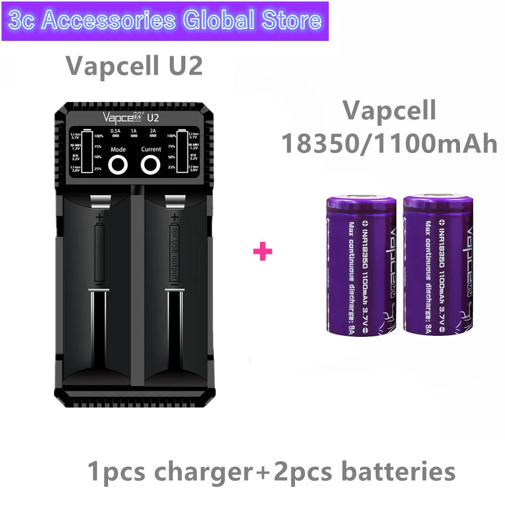 2 шт VAPCELL 18350 батарея 1100mAh 9A литиевая 3,7 V Мини литиевая аккумуляторная батарея электронная сигарета E-CIG