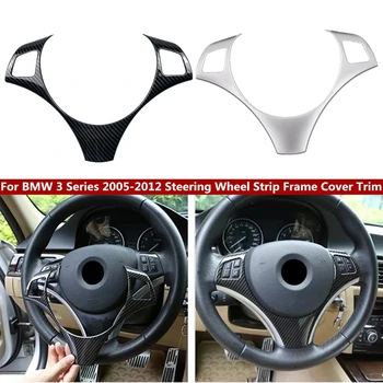 

Car Interior Accessories Steering Wheel Decoration Frame Cover Sticker For BMW 3 Series E90 E92 E93 2005-2012 Abs Chrome Carbon