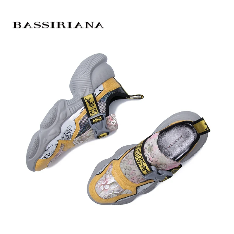 BASSIRIANA2019 новые женские туфли кожаные цвета соответствующие тренду на толстой