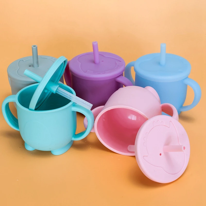 

200Ml Silicone Baby Cup Summer New Arrival With Handle Baby Bottle For Infant Chritsmas Gift Baby Feeding Set