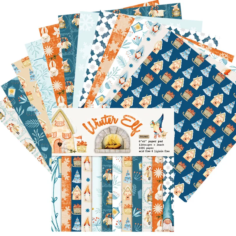  24 Sheet/Set 6.6inch Background Paper Pad Winter Christmas Series Scrapbooking For Cards Invitation - 4.00042E+12