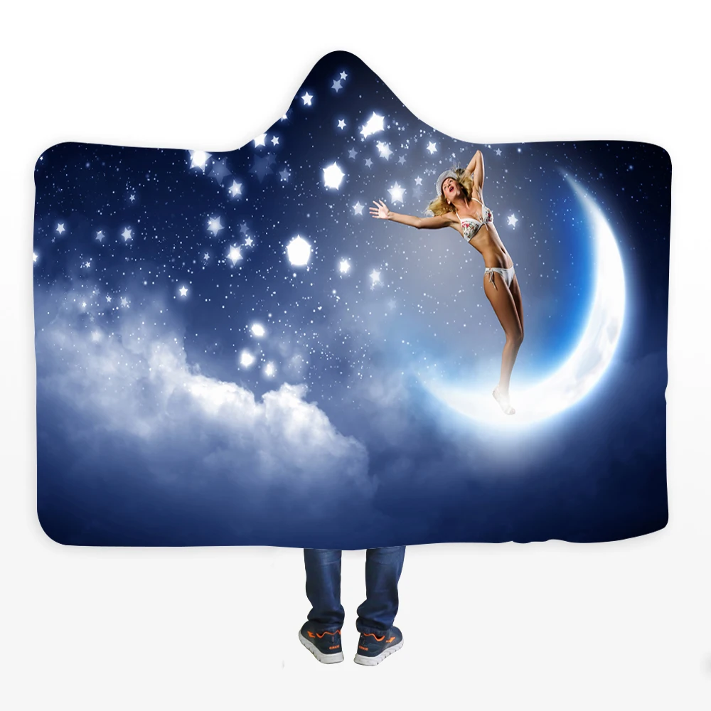 3D галактика печатных с капюшоном одеяло супер теплый флис надеваемое покрывало толстовки красочные взрослых плащ пледы балахон одеяло s - Цвет: 07