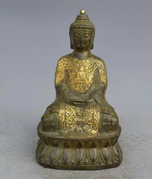 

The Xuan jade antiques gilt brass wholesale Shakya Muni Buddha seated Buddha old antique Buddha ornaments size: height 15cm wid