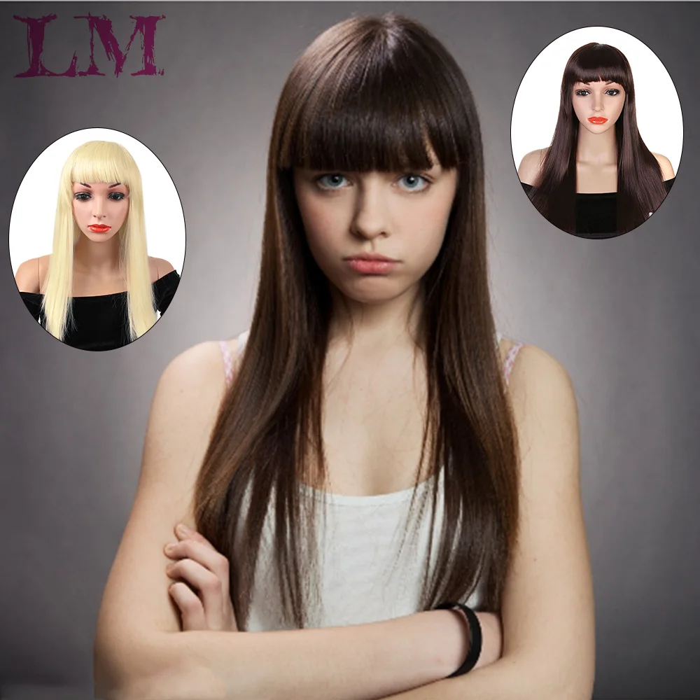 

LM Afro Long Blonde Striaght Wig Multi Color Imstyle Cosplay Noble Freedom Synthetic Wigs With Bangs For Black Women