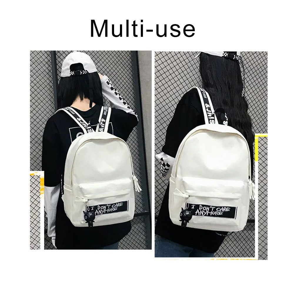 Высокое качество, холщовый рюкзак для путешествий, женский, Mochila Feminina, с буквенным принтом, черный, белый, школьные сумки для девочек-подростков, рюкзак