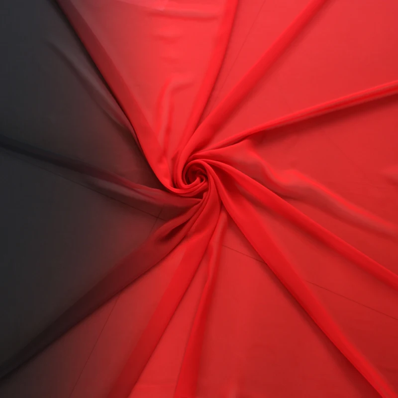 Tela de gasa con gradiente Gradual, tejido transparente de Color sombreado, Material para vestido de baile, 100cm x 145cm, 100D, negro-rojo, 2 tonos - Imagen 4