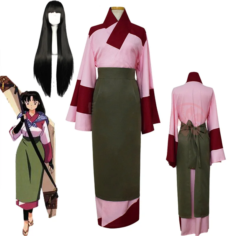 Аниме InuYasha Sango кимоно Косплей Костюм для женщин и девочек японский Kimon COS