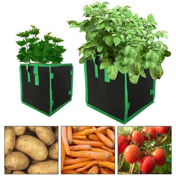 

JUSHFO Non-Woven 3/5/7/10 Gallon Fabric Grow Bags Square Planting Bag Breathable Root Pouch Container Plant with Handles Garden
