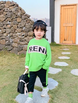 

Boys Sweater Tide Korean Version of the Spring and Autumn Hole Sweater Boy Children Baby Western Style round Neck Sweater Male