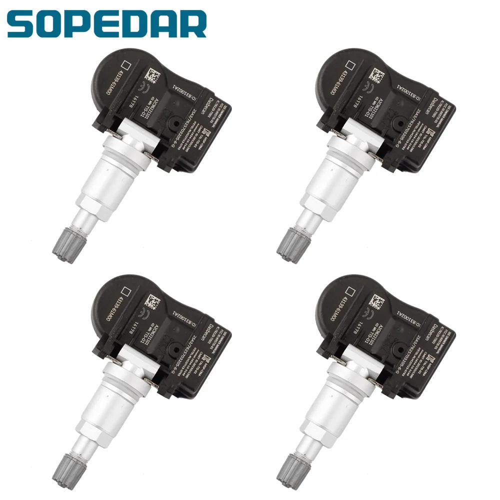 

SOPEDAR 4PCS TPMS Tire Pressure Sensor 433MHZ 43139-61M00 For Suzuki Vitara SX4 S-cross Swift Jimmy Car tyre Monitoring System