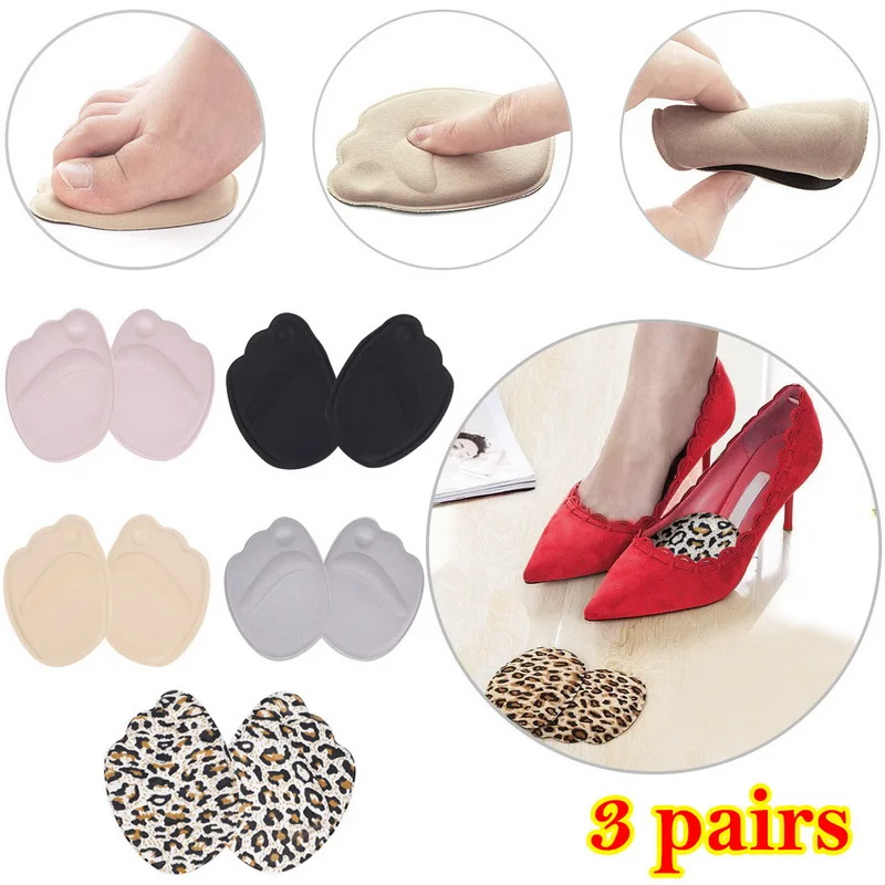 SHUJIN 3 Pairs Useful Sole Heel Foot Cushions Forefoot-Slip Insole Breathable Shoes Women Protection Foot Pad Soft Pump Insert