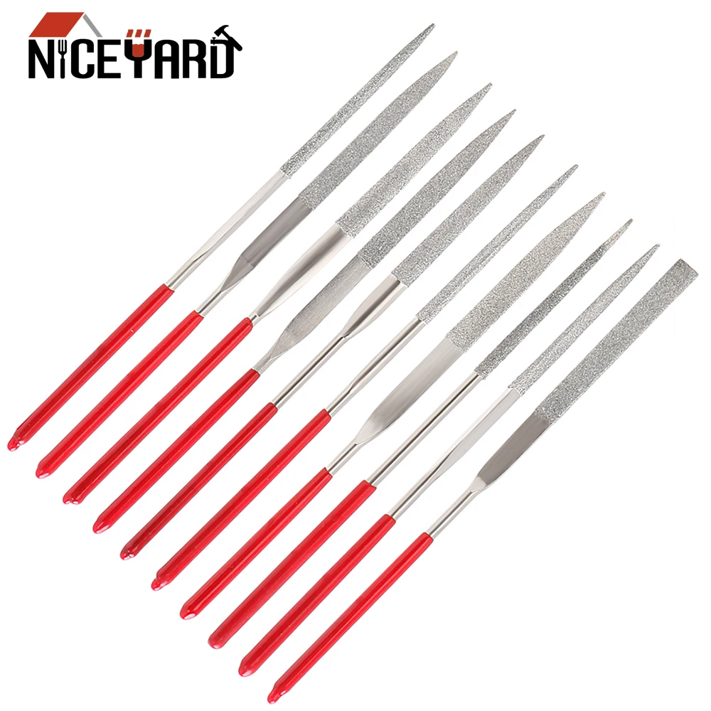 10Pcs Diamond Mini Needle File Set MTS013 140mm DIY Wood Rasp Ceramic Crafts Jewelry Polishing Carving | Инструменты