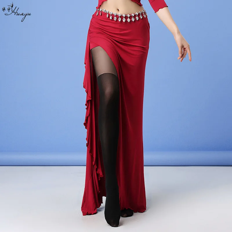 

Huayu New Style Belly Dance Exercise Clothing Beginners Modal Exercise Clothing-Slit Long Skirts Adult Female Bottoms