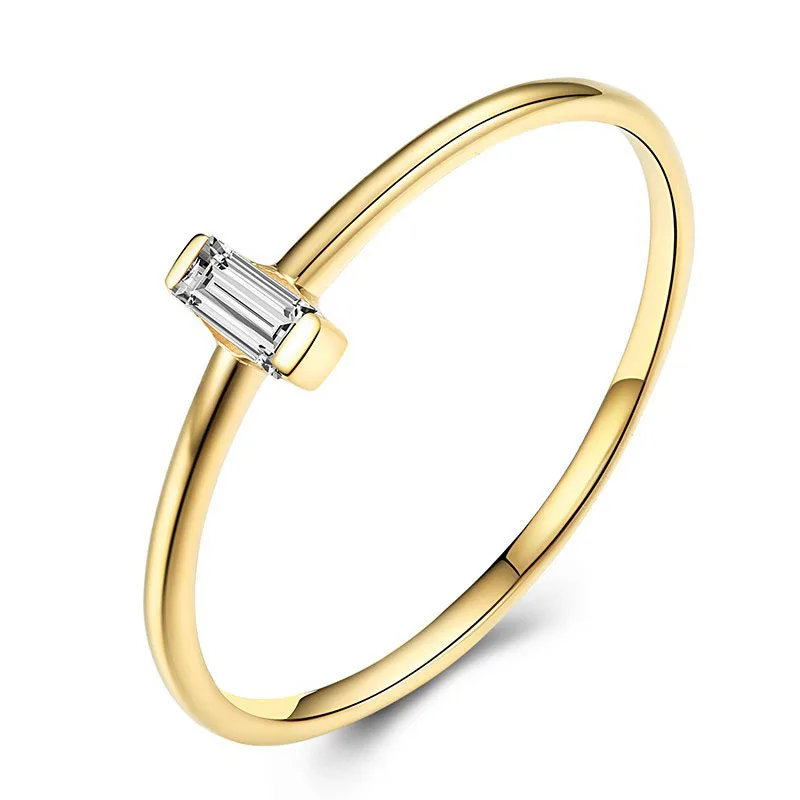 

18k Platinum Gold Rose Gold Single Inlaid with Diamond Ring Simple Fashion Ring WOMEN'S Ring Genuine Product Platinum Customizab