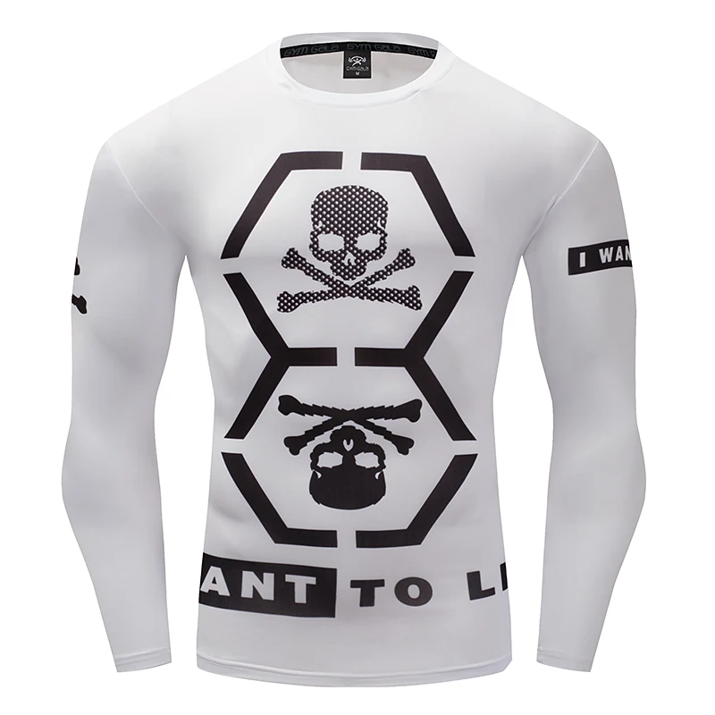 

Brand Skull Long sleeve T shirt Gun Clothes Punk Clothing Gothic Tshirt Funny T shirts Tees Men Hip hop Punk High Quality