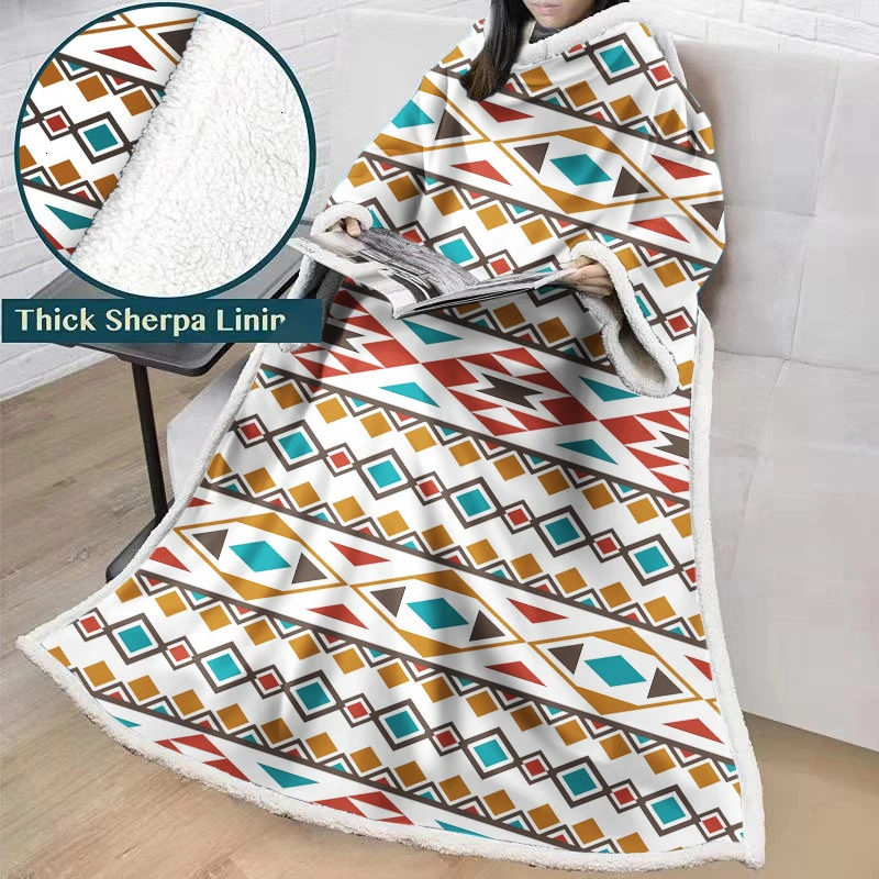 Model 9 Super Soft Winter Warm Fleece Cloak Blanket Creative Long Sleeves Throw Blanket for Travel Airplane Train Nap Blanket - Цвет: Model 9