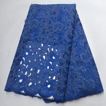 

French Net Lace Fabric 2019 Latest African Guipure Lace Fabric With Embroidery Mesh Tulle White Cord Sequins Lace Fabric 04