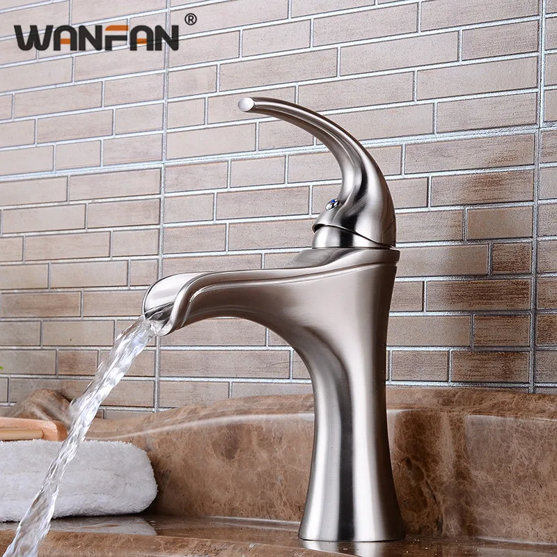 

Modern Style Basin Faucets Bathroom Faucet Deck Mounted Waterfall Single Hole Mixer Taps Both Cold and Hot Water Tap S79-408