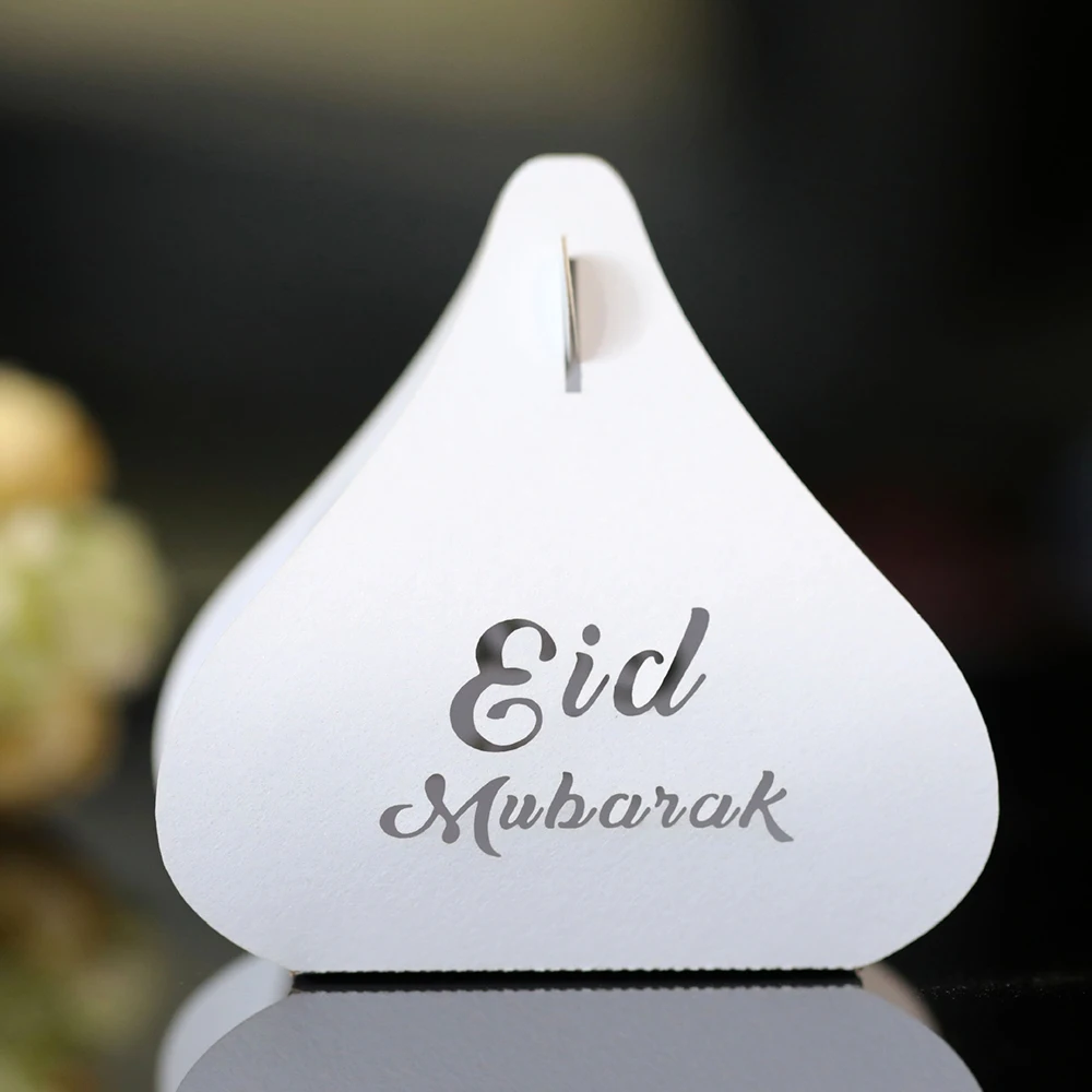 

50 шт. Лазерная вырезка Eid Mubarak, подарочная коробка в форме сердца, конфет, конфет, украшение для вечеринки в хадж, мусульманской вечеринки