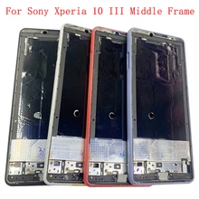Obudowa środkowa obudowa LCD obudowa panelu obudowa do telefonu Sony Xperia 10 III środkowa rama metalowa części zamienne tanie i dobre opinie CN (pochodzenie) For Sony Xperia 10 III Sony Ericsson Housing Middle Frame Without Side Button