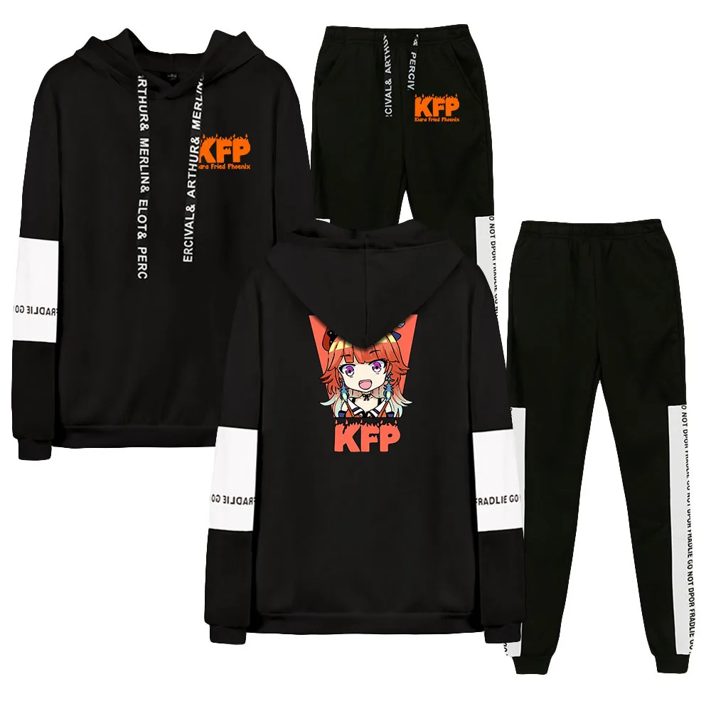

HOLOLIVE Vtuber Takanashi Kiara Paint fall winter Suit Hoodies Patchwork Sweatshirt Banded Pant Two Piece Streetwear style