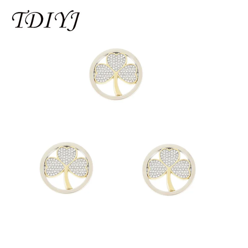 TDIYJ Design 33mm Gold Clover Coin Disc fit 35mm Frame Pendants for Women | Украшения и аксессуары
