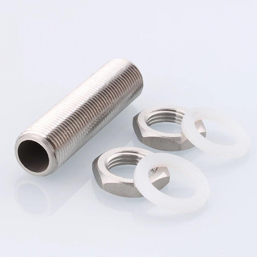 304 Stainless Steel Lock Pipe Fitting 1/4" 3/8" 1/2" 3/4" 1"BSPT x 40/50/60/80mm/100mm/120mm Length DN15 for Water Tank Aquarium