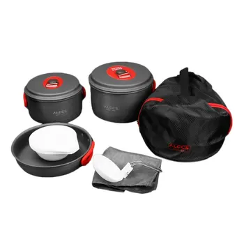 

ALOCS CW-C30 Camping Cookware Pot Set Frying Pan Pot Bowl Tableware Portable Picnic Cooking Tools Set for 3-4 People