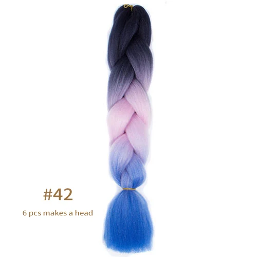 Synthetic jumb Braids Ombre Braiding Hair Extension Box Braid Hair Pink Purple Yellow Golden Colors hair 24inch kanekalons hair B42