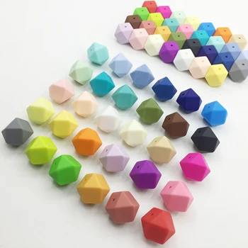 

1000pc Hexagon Silicone Beads 17MM Teething Baby Chewing Bead Teeth Necklace Bead Diy Chewable Silicone Geometric bead