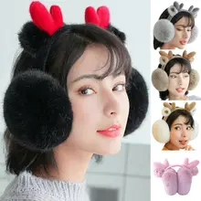 Милые меховые наушники, теплые женские плюшевые наушники для девочек, зимние теплые толстые пушистые наушники, мягкие наушники