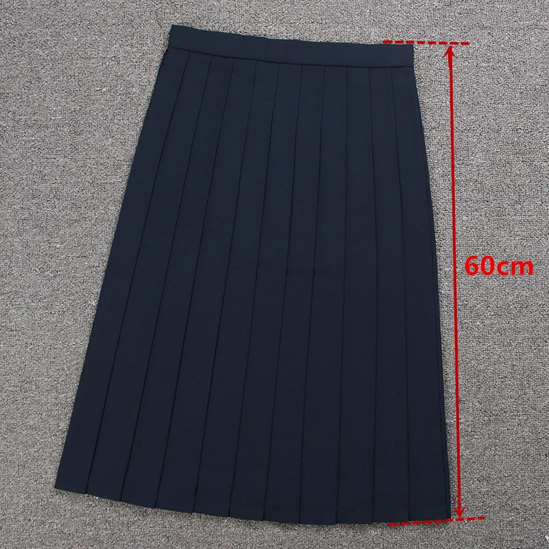 Navy blue 60cm Школьные платья матросский костюм Простой плиссированный юбка Jk униформа косплей колледж Средний Школьный костюм черный синий серый короткая юбка - Цвет: Navy blue 60cm