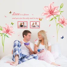 [Напрямую от производителя продажи] MJ8027A розовые лилии романтический цветок Съемный наклейки на стену поливинилхлоридная прозрачная пленка