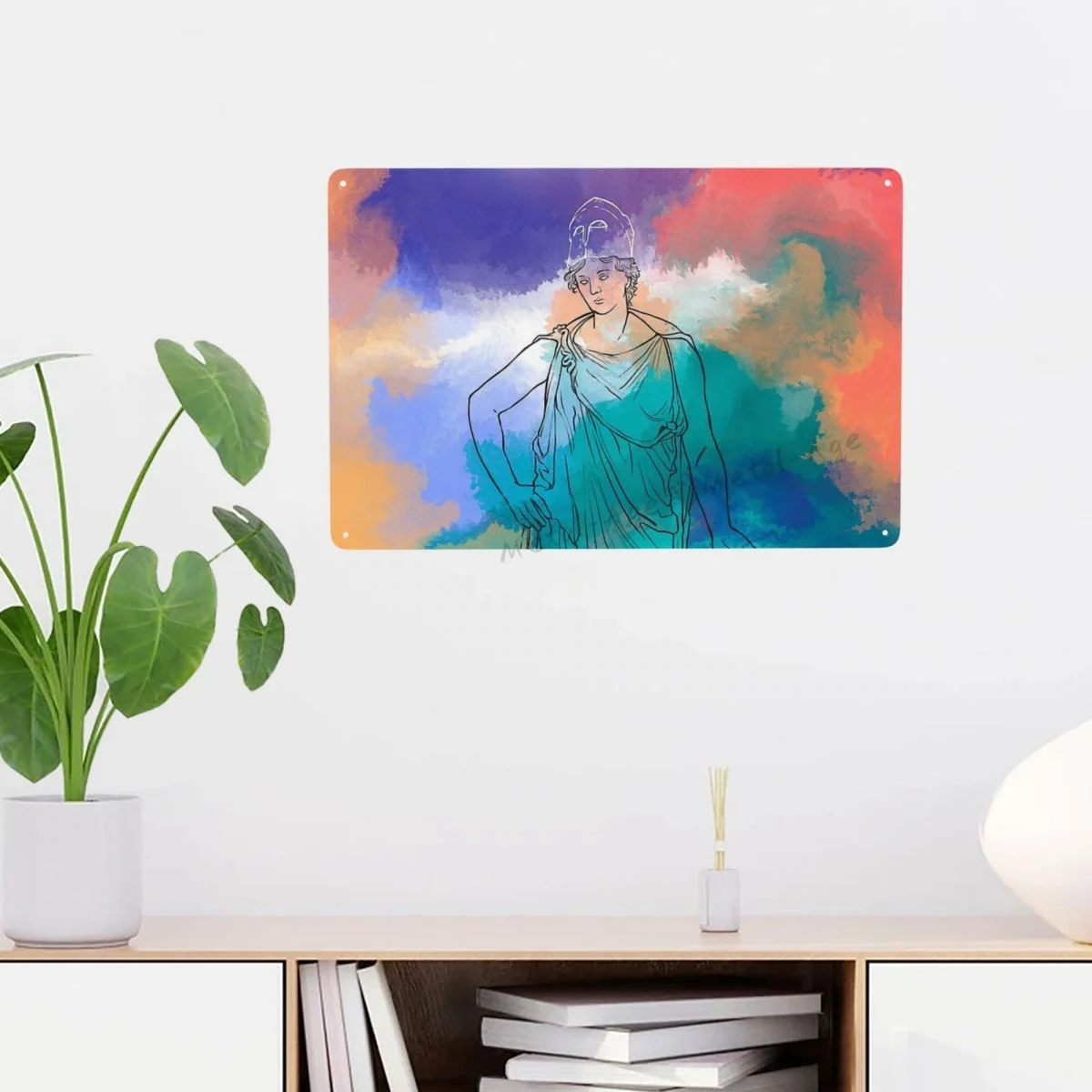 Ancient Greek Mythology Metal Tin Signs Athena Watercolour Edit Vintage Iron Painting Plate Garage Room Home Decor Wall Arts | Дом и сад