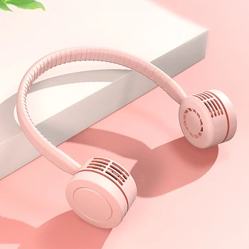 

Hands Free Neck Fan Rechargeable Mini USB Personal Fan Headphone Design Wearable Leafless Neckband Fan-35