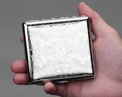 New 1pcs -High Quality Siver Printed Flower cigarette case hold 12pcs cigarettes Cigarette box /hol