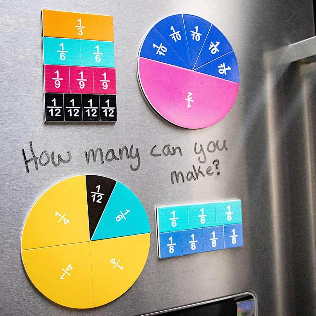 Set of Rainbow Circular Fractions Card Kids Education Teaching Demonstration Magnetic Number Teaching Aids Educational Toys