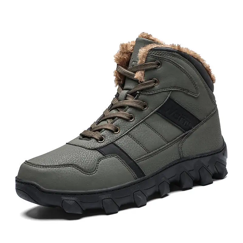 

Warm Winter Boots Men Shoes Waterproof Leather Rubber Snow Boots Men