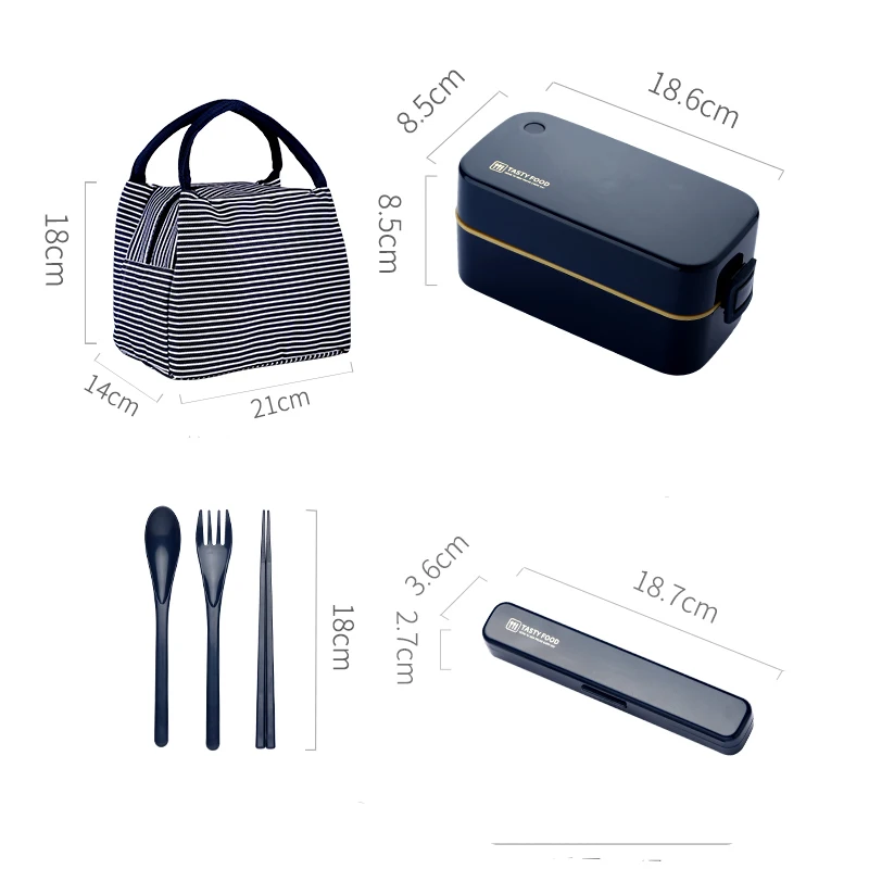 Blue Ланч-бокс, японская микроволновая печь, Bento box, 850 мл, контейнер для хранения еды, портативный, для школы, пикника, герметичный, BPA бесплатно - Цвет: Blue