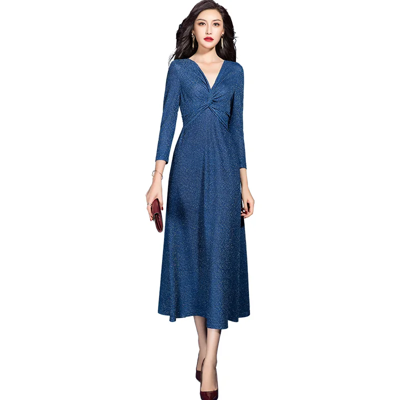 2021 Spring New Casual Cross scollo A V A Line Dress for Women