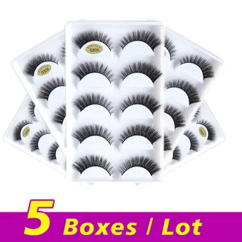 

5 boxes/lot 3D Mink False Eyelashes 5 pairs Dramatic Wispies Fluffy natural lashes maquiagem Lifelike comfortable fake eyelash