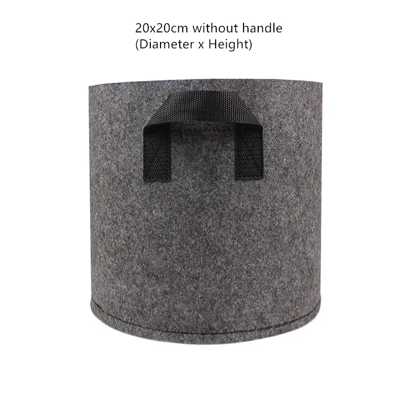 1/2/3/5 Gallon Felt Grey Fabric Plant Grow Bag Garden Planting Bag with Handle Growing Box Vegetable Potato Round Pot Container - Цвет: 20x20cm