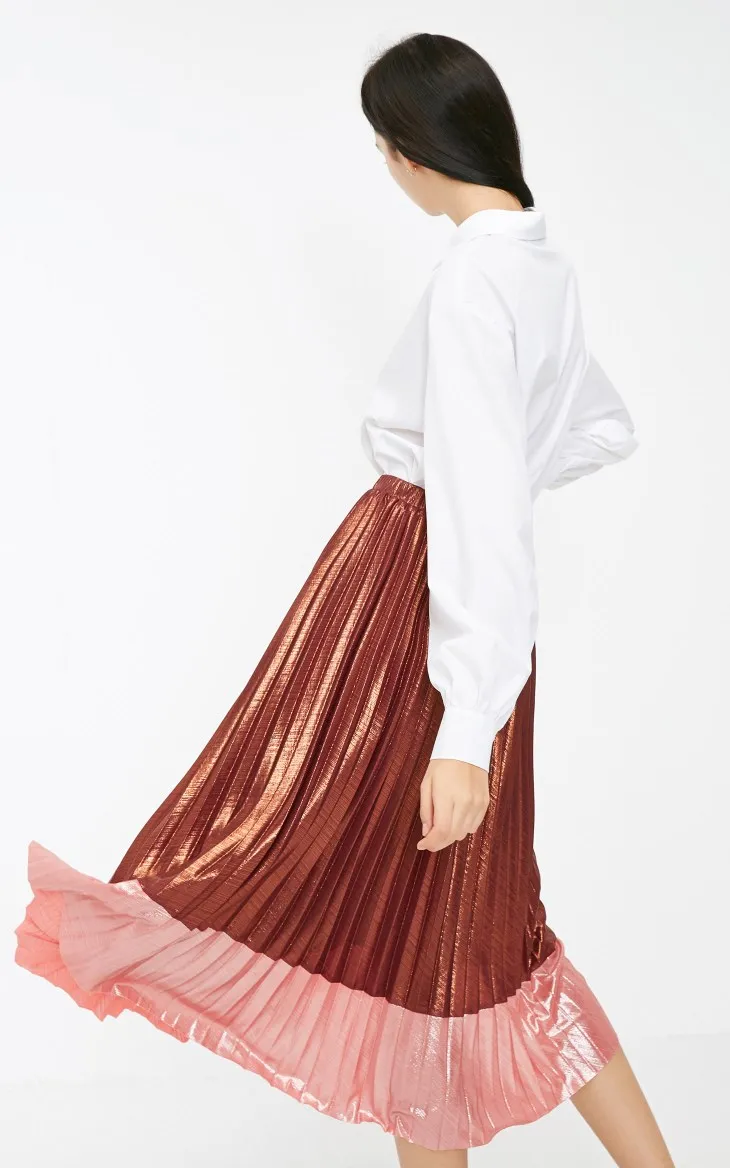 Vero Moda Новые поступления металлическая ткань контрастная плиссированная юбка | 318416507