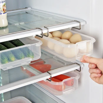 

Transparent Plastic Storage Crisper Refrigerator Hanging Storage Box Pull-out Drawer Hanger Crisper Fruit Food Keeper Container