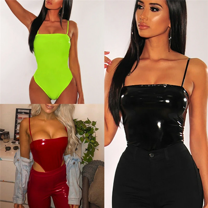 

2019 Fashion Women One Piece High Cut Leotard Bodysuit Solid Sleeveless Romper Monokini