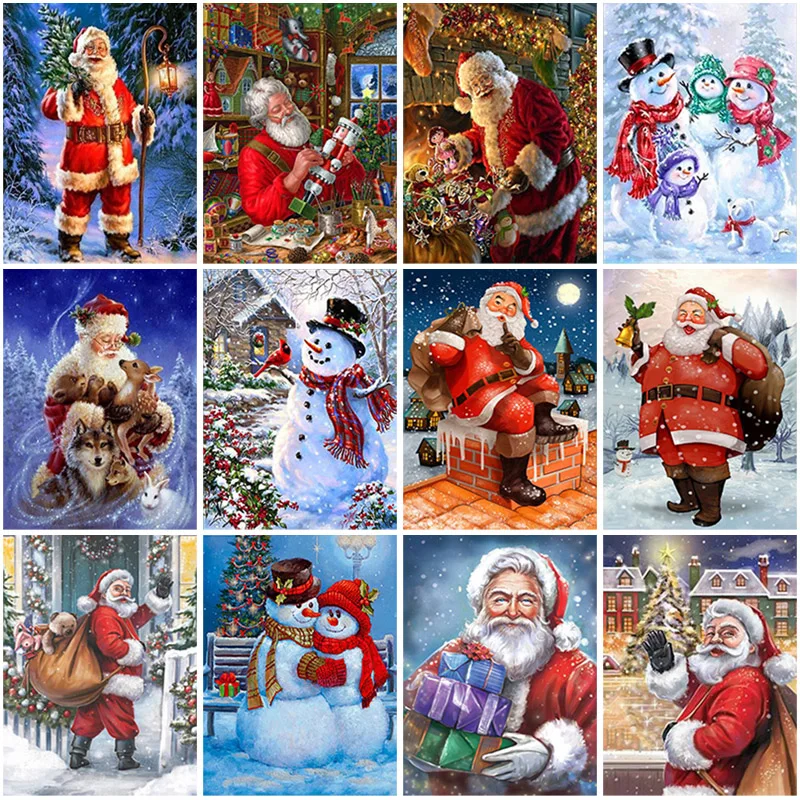 Алмазная 5D картина Дед Мороз полноразмерная круглая мультяшная вышивка мозаика искусственный декор